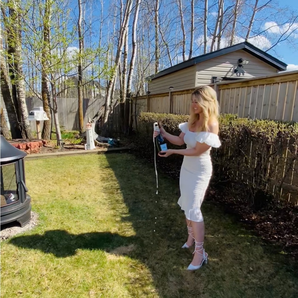 Ally Fashion White Off-Shoulder Midi Dress Small Medium